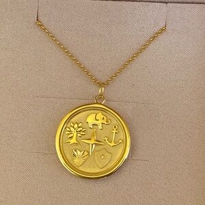 Tiny Tags Gold Colored Large Reflection Necklace